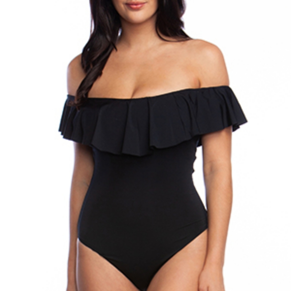 (3/$25) Black Off-Shoulder Bodysuit